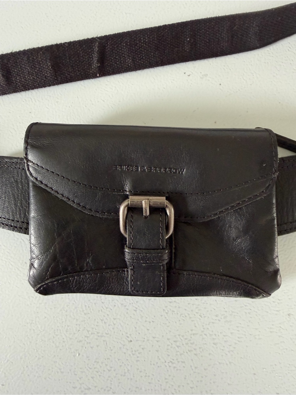 Spikes & Sparrow Black Leather Belt Bag Waist Fanny Pack Crossbody